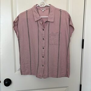 Splendid Pink Cap Sleeve Button Down Shirt